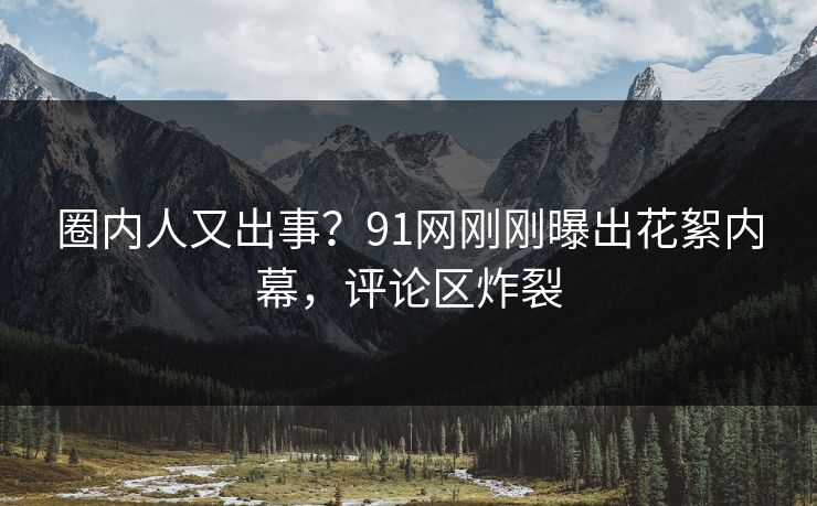圈内人又出事？91网刚刚曝出花絮内幕，评论区炸裂