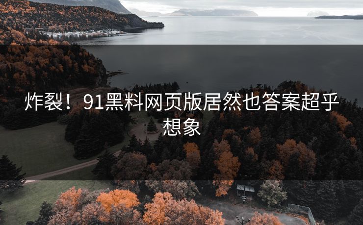炸裂！91黑料网页版居然也答案超乎想象