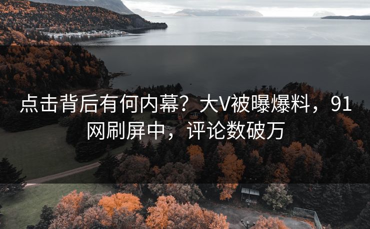 点击背后有何内幕？大V被曝爆料，91网刷屏中，评论数破万