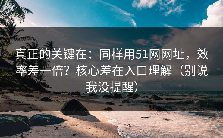 详细阅读:真正的关键在:同样用51网网址,效率差一倍?核心差在入口理解(别说我没提醒) 真正的关键在:同样用51网网址,效率差一倍?核心差在入口理解(别说我没提醒)